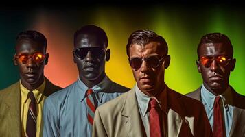 Several men in sunglasses, shot in artistic style photo