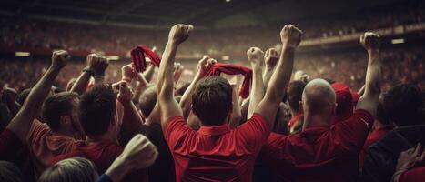 Cinematic shot of a cheering crowd on the sport event photo