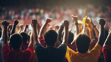 Cinematic shot of a cheering crowd on the sport event photo