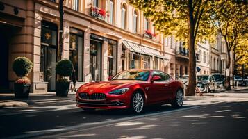 Red car, street photography photo
