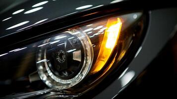 Close up, details of car lights photo