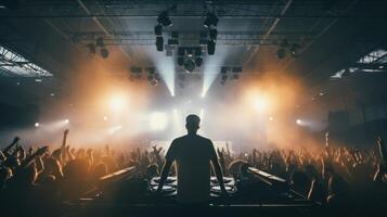 Festival, concert scene. crowd from dj's perspective photo