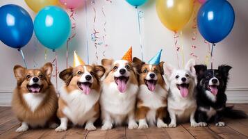 Dog party with balloons photo