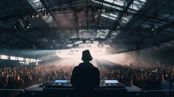 Festival, concert scene. crowd from dj's perspective photo
