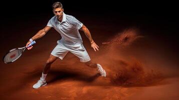 Illustration of a man playing tennis, stylized image, dynamic pose photo