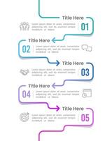 Vertical infographic line with arrow design template. 5 Process business to success. Business presentation, Brochure, Banner, Poster, and Marketing. vector