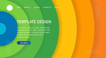 a colorful web page design with a circle shape vector