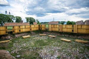 Ancient medieval castle renovations in Ludza, Latvia photo