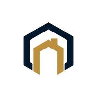House hexagonal shape icon . Abstract home logo template. vector