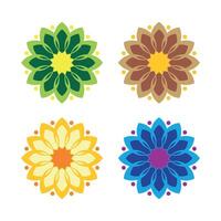 Set Colorful Ornamental Flower Icon Logo Template. EPS 10. vector