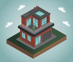 modern cube two stored house isometric 3d vector