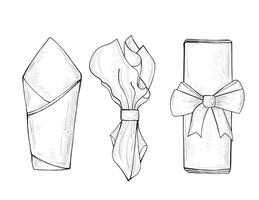 Sketch Line Art Napkins. Napkins set sketch vector