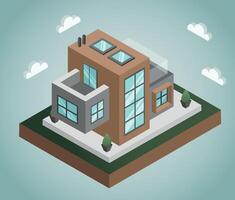 modern two stored house isometric 3d smart vector