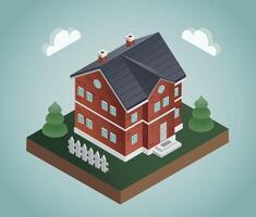 two stored house isometric 3d vector
