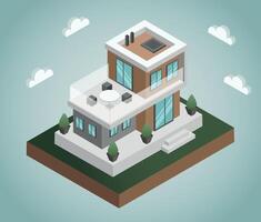 modern two stored house isometric 3d vector
