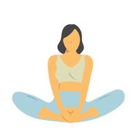 Woman sitting in lotus position illustration isolated on white background vector