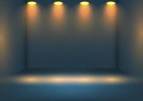 presentation background with glowing spotlights shining down in an empty room vector