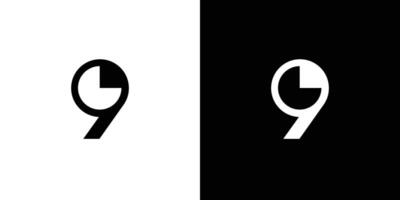 Simple and modern number 9 logo design vector