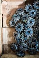 Gears, shafts, sprockets in large quantities Spare parts for mining combines Miners of the coal industry photo
