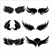set of wing icons of various shapes vector
