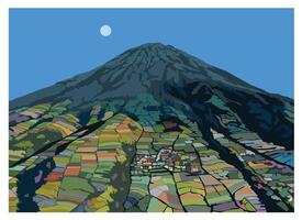 Valleys and mountain landscape view illustration. Nepal van java panorama for background design. vector