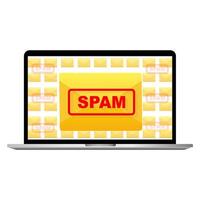 spam. Many e-mails on the monitor screen. The concept of spreading spam, unwanted messages, malicious programs. illustration vector
