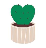 Flat illustration of a cactus in a pot. This minimalist design features spiky, hardy greenery, perfect for modern and eco-friendly home decor with a touch of desert charm vector