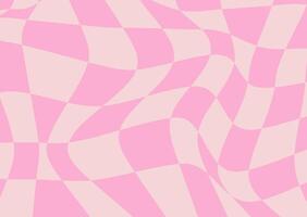 y2k retro background. Distorted checkered wavy swirl chess, trendy trippy style, illustration vector