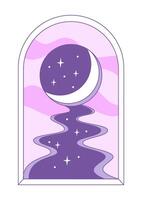 Surrealism poster abstract shapes, moon light and a flow in an arch. illustration in minimal style vector