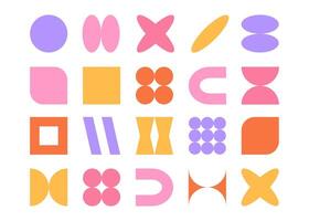 Brutalism simple shapes set. Colorful geometric forms, illustration vector