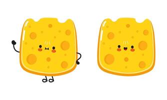 Cheese character. hand drawn cartoon kawaii character illustration icon. Isolated on white background. Cheese character concept vector