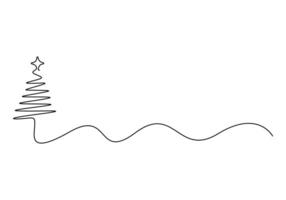 Digital illustration of Christmas tree continuous one line drawing vector