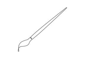 Canvas and paint brush continuous one line drawing pro illustration vector