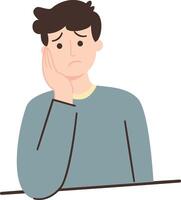 Man feel sad with Hand on Cheek vector