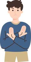 Man Making X Sign with Hands vector