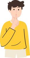Man Making Quite Gesture and Finger on lips vector