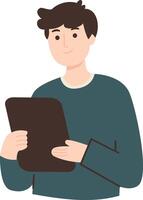Man with Tablet Smiling Cheerfully vector