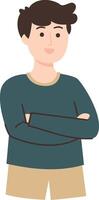 Man Crossed arm while Looking Something Happy vector