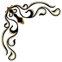 Vintage golden corners and black lines on white background. Abstract element. vector