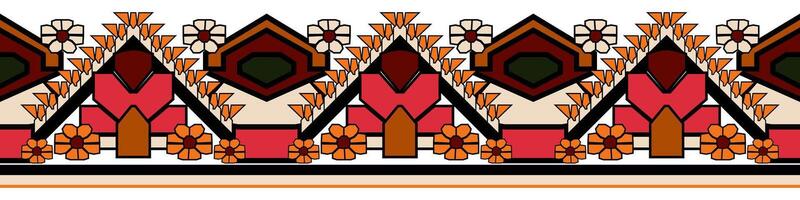 Abstract border, seamless geometric pattern decorative flowers vector