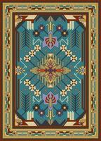 Geometric rug cut into patterns, geometric flower rug, square lines. vector