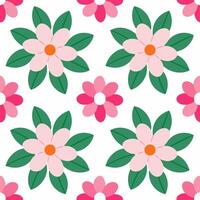 Seamless flower pattern on white background. vector