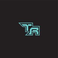 dynamic gaming monogram logo sporty and bold concept TR blue esport letter vector