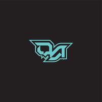 dynamic gaming monogram logo sporty and bold concept QA blue esport letter vector