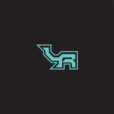 dynamic gaming monogram logo sporty and bold concept LR blue esport letter