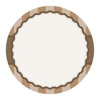 Simple Light Brown Plain Round Circle Background Design With Scalloped Edge And Stripe Ornament vector