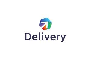 Hexagonal arrow high speed delivery gradient color 3d technological motion logo vector