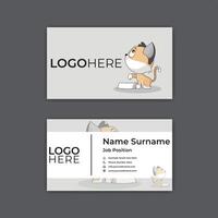 Print a hand-drawn Kawaii business card template. vector