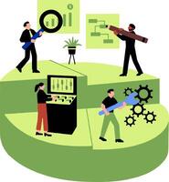 people working on a project in a circle vector