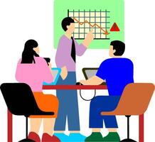 business people at a table with a chart on the wall vector